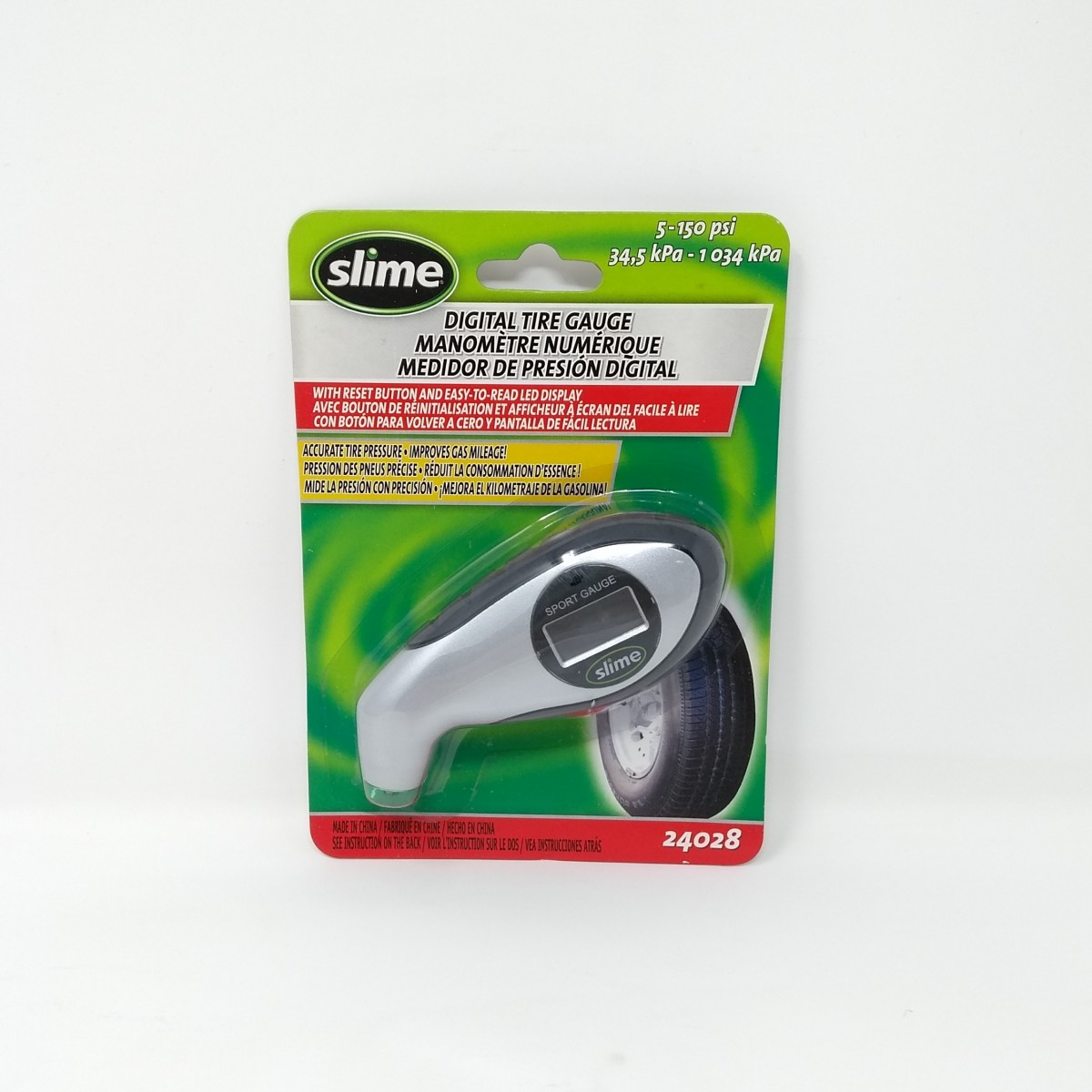 Slime Digital Tire Pressure Gauge Keychain - 5-150 PSI, LCD Screen, Automatic Shut-Off, Rubberized Finish - View #8